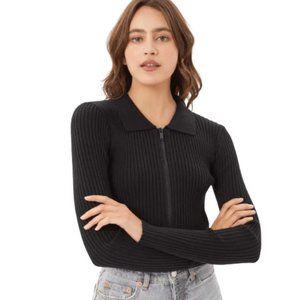 202 🎀 Black Zipper Long Sleeve Shirt 🎀